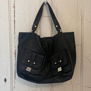 Black Leather Ralph Lauren Tote Bag